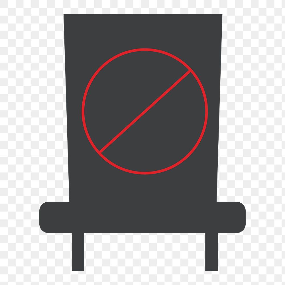 No sitting sign  png sticker, transparent background
