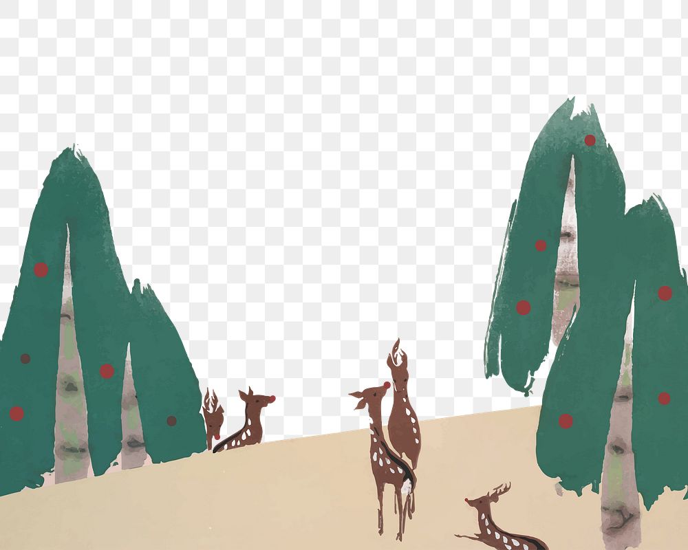 Christmas reindeer png border, transparent background