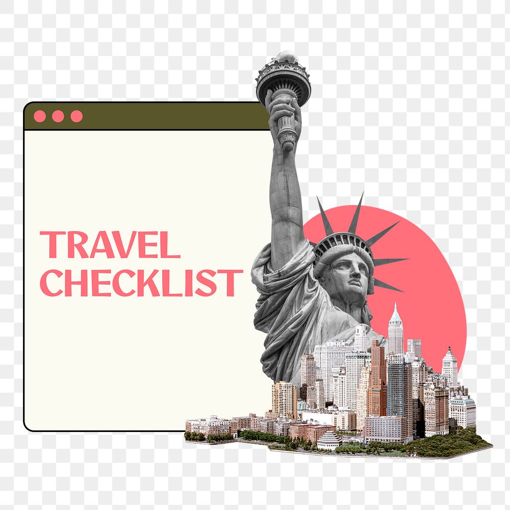 Travel checklist png word sticker typography, transparent background