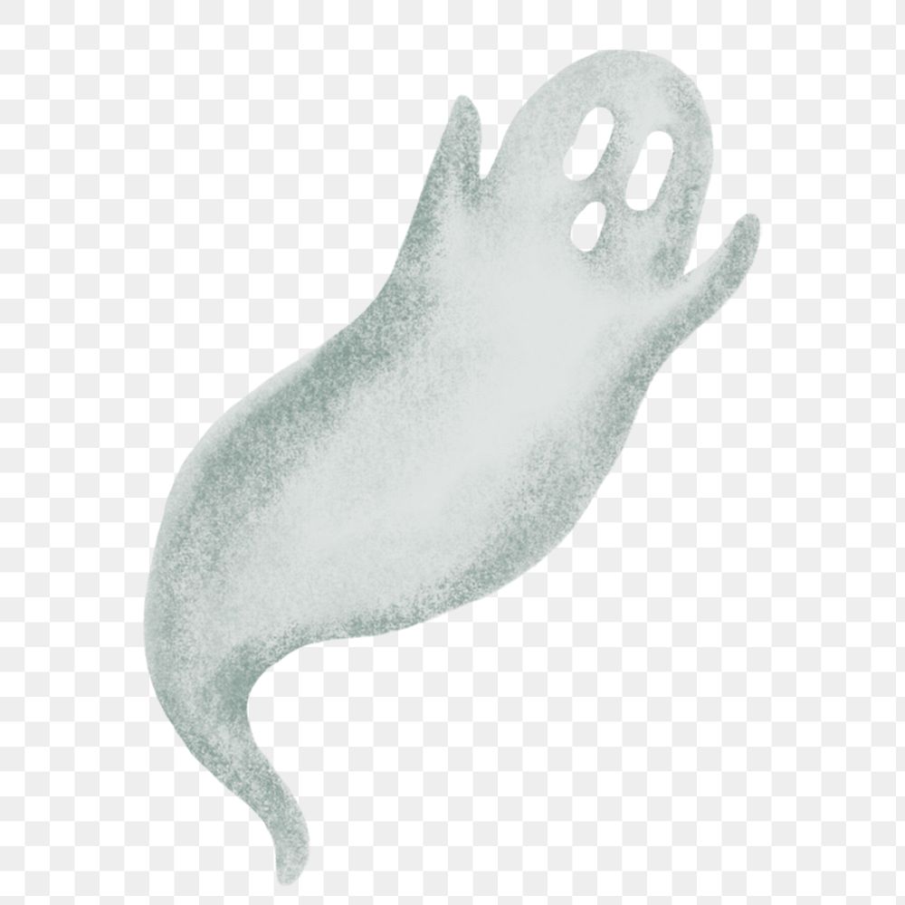 Spooky white ghost png sticker, cute Halloween illustration, transparent background