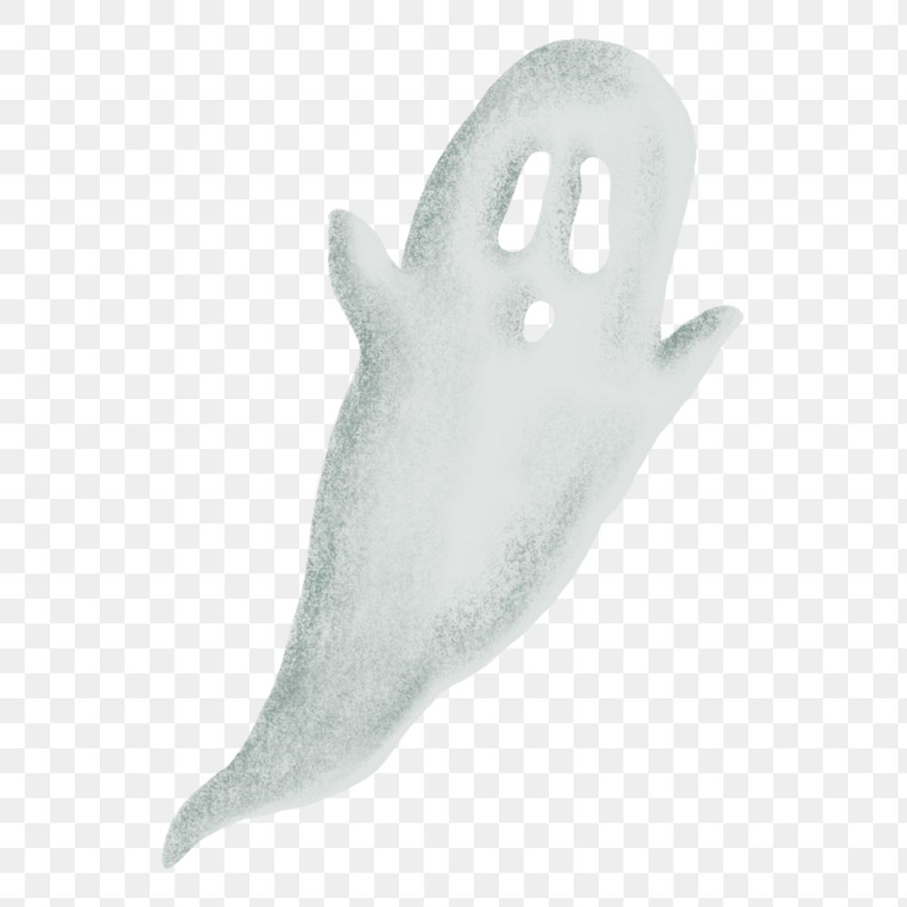 Spooky white ghost png sticker, cute Halloween illustration, transparent background