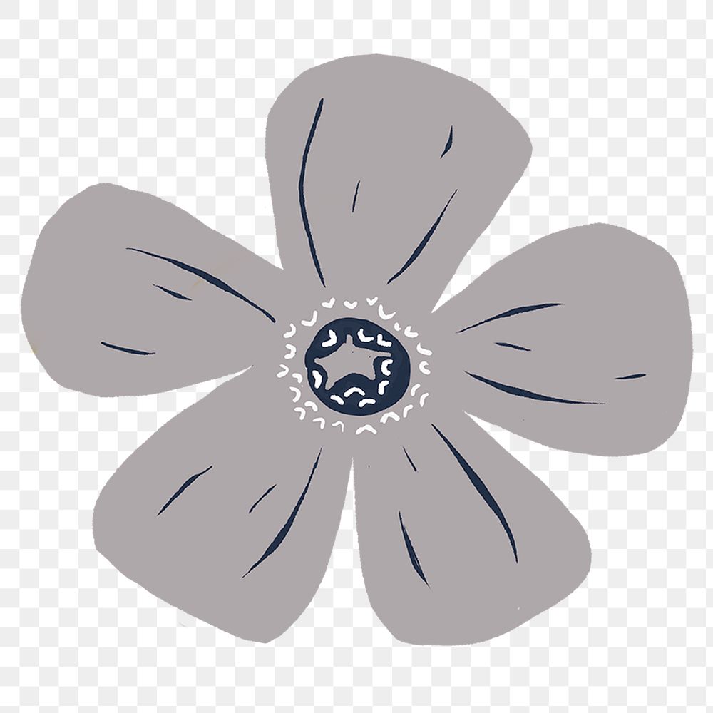 Gray flower png sticker, transparent background