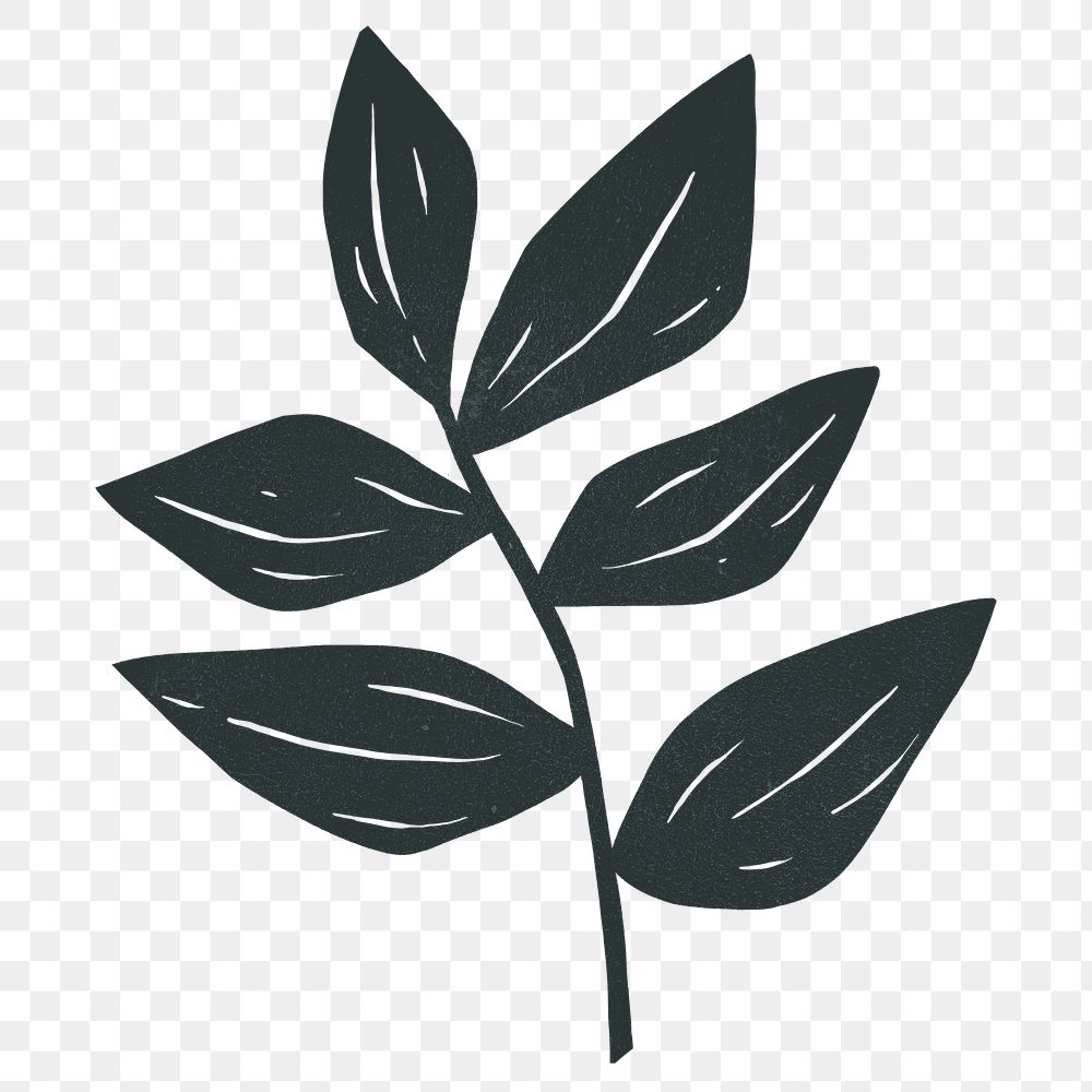 Black leaf png illustration sticker, transparent background