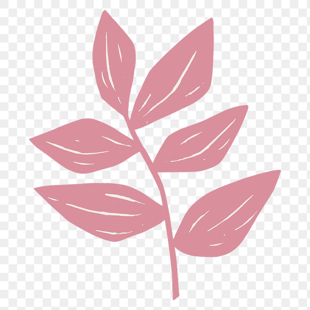 Pink leaf png illustration sticker, transparent background