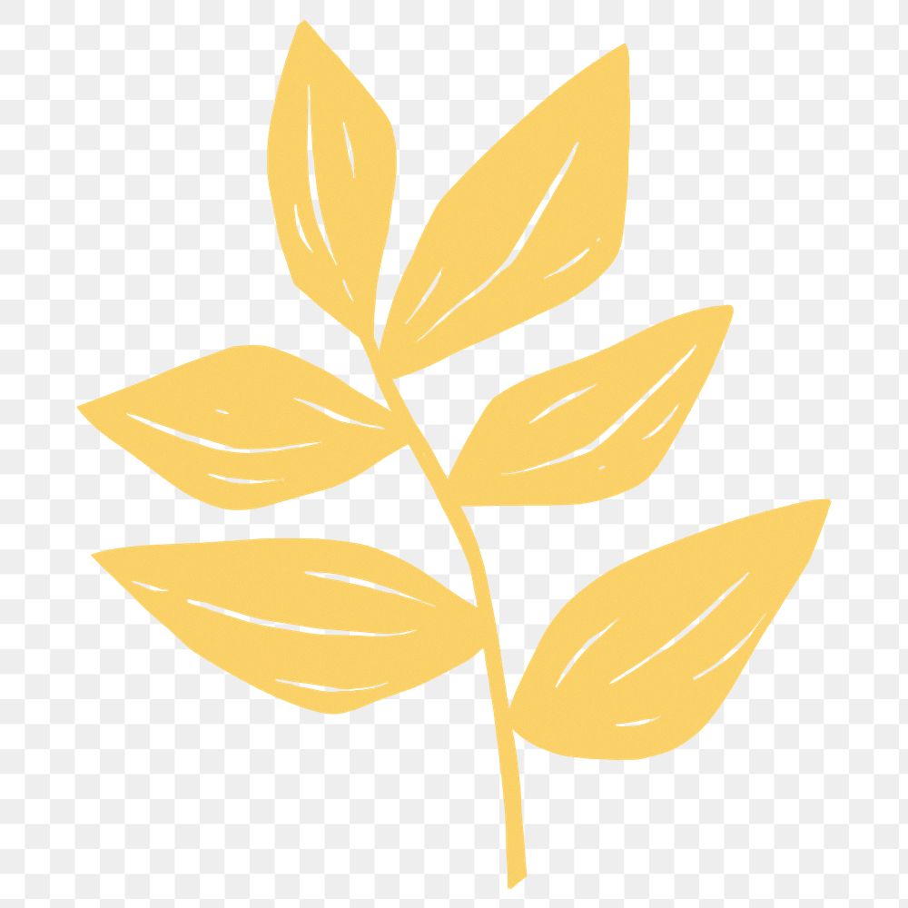 Yellow leaf png illustration sticker, transparent background