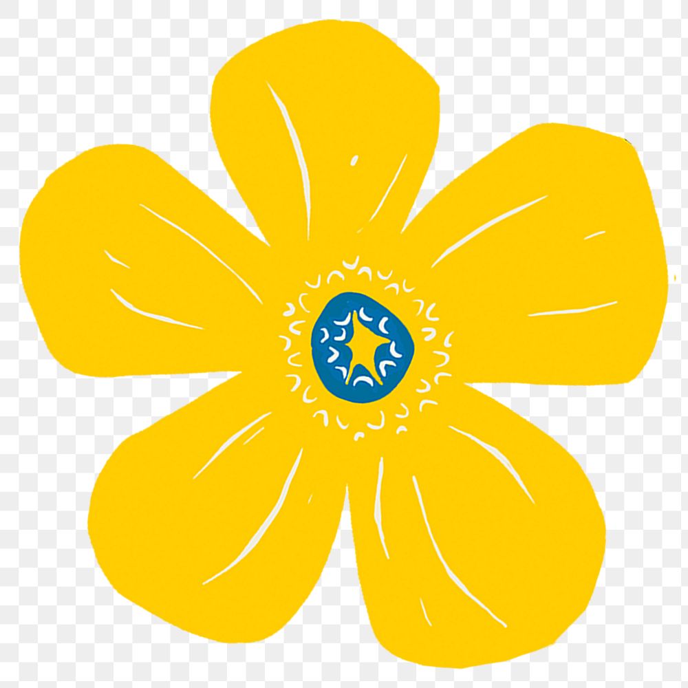 Yellow flower png sticker, transparent background