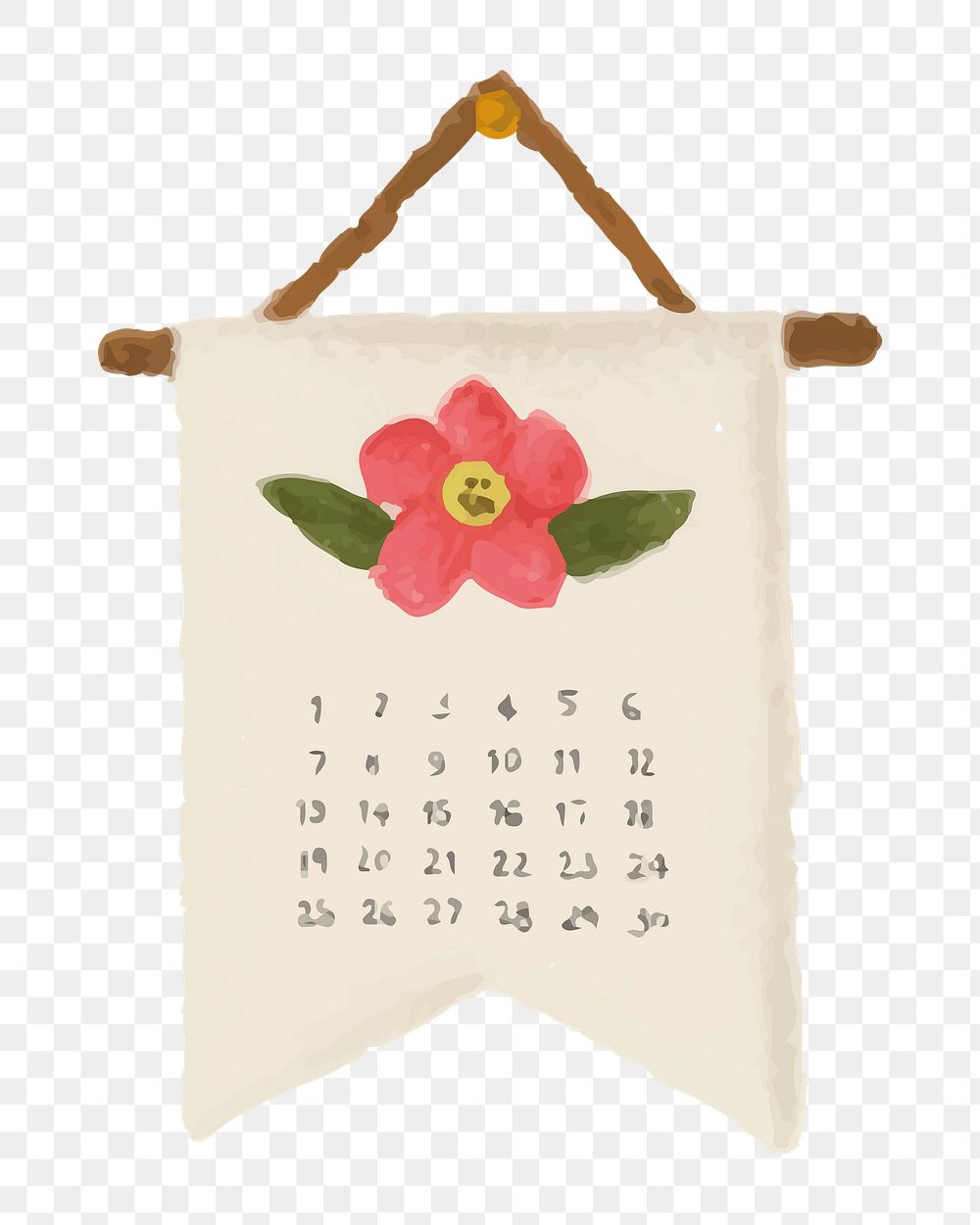 Hanging calendar poster png sticker, transparent background