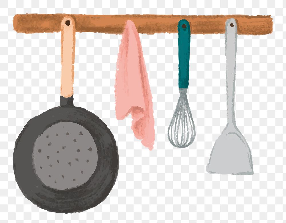 Kitchenware png hanging on wall sticker, transparent background