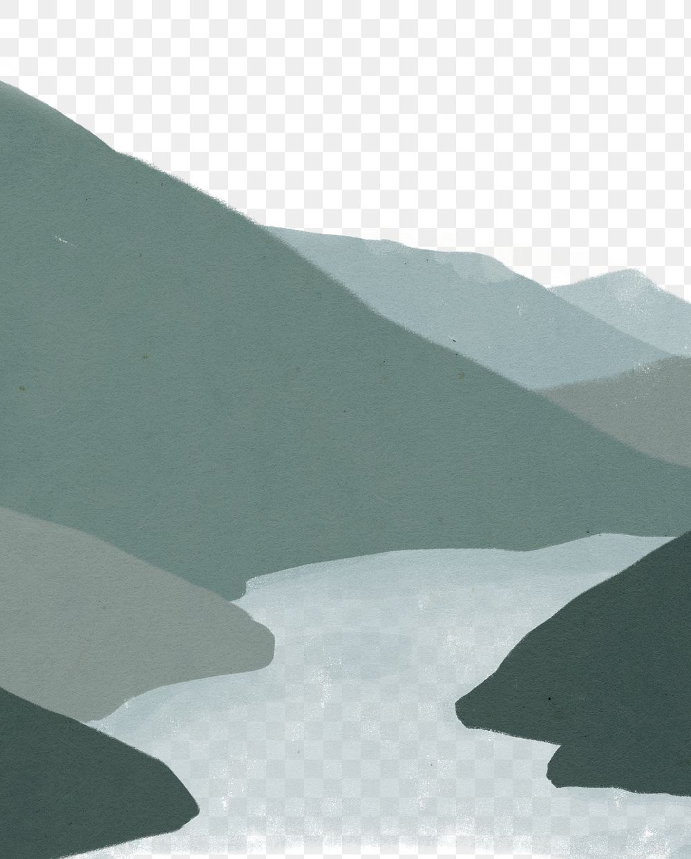 Mountain lake png border, transparent background