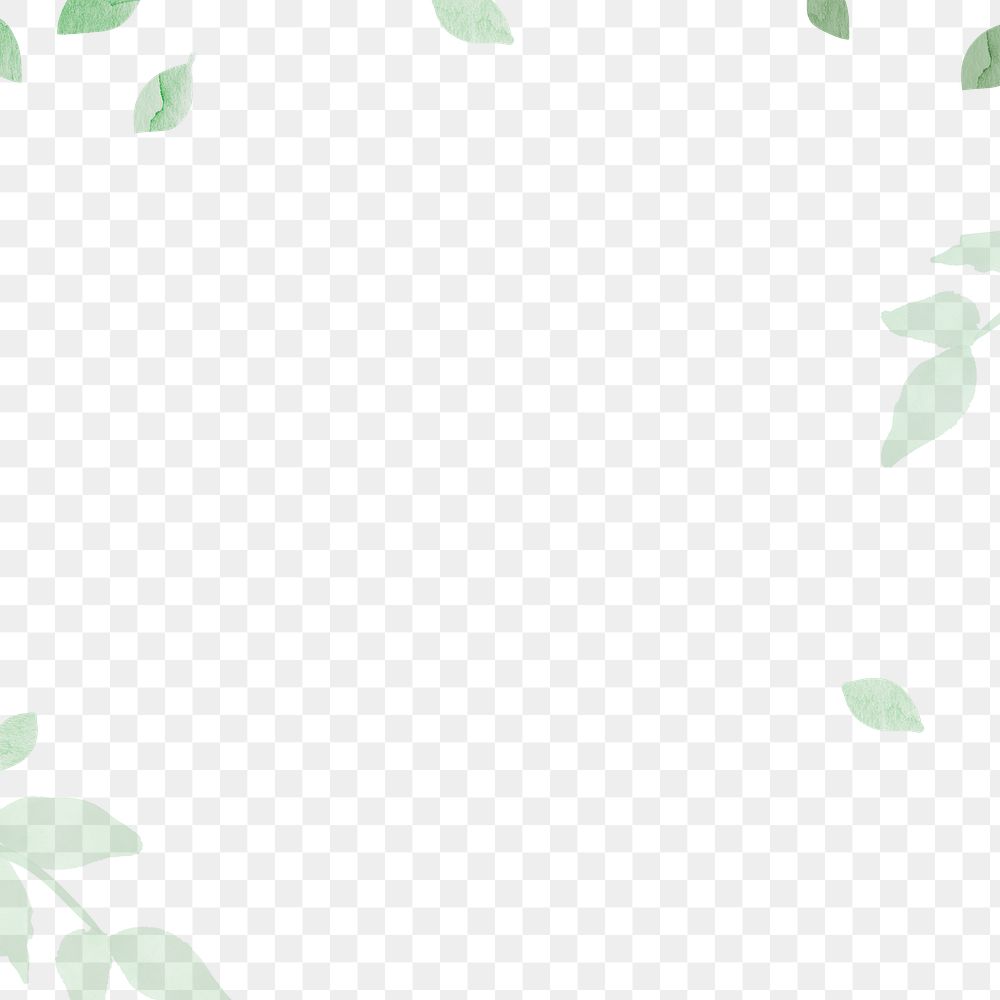 Green leaf png frame, environment sticker, transparent background