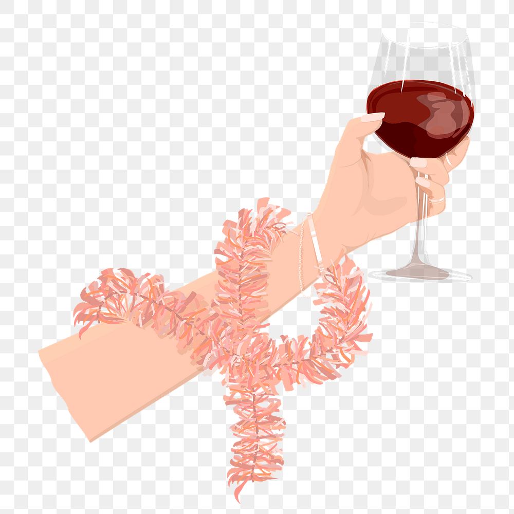 PNG hand holding wine glass sticker, transparent background