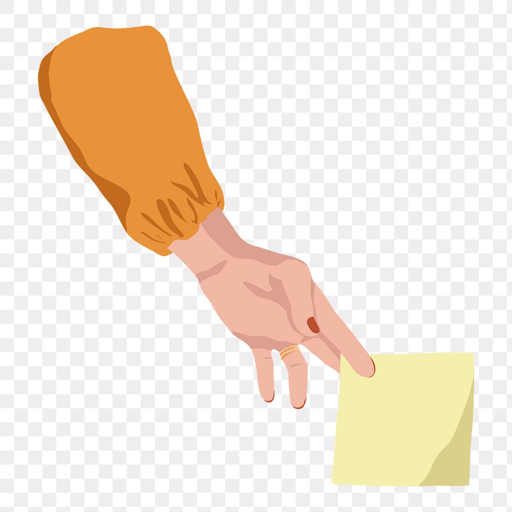 Png hand holding sticky note  sticker, vector illustration transparent background