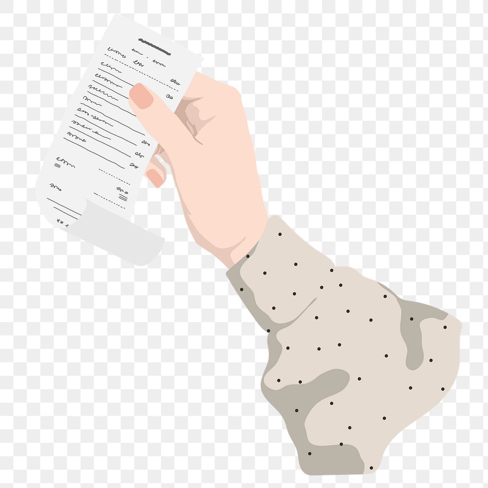 Hand holding bill png sticker, vector illustration transparent background