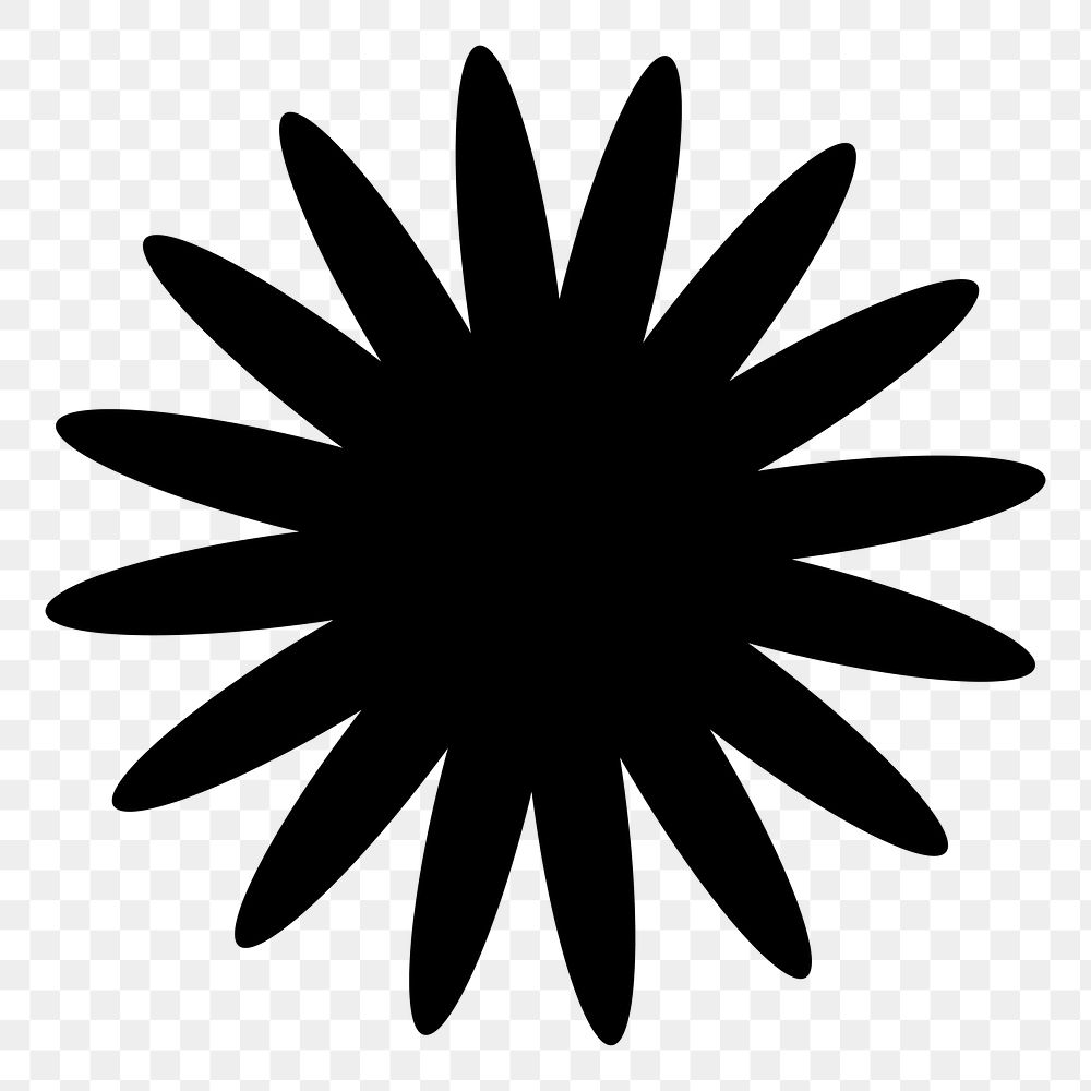 Black starburst  png sticker, transparent background