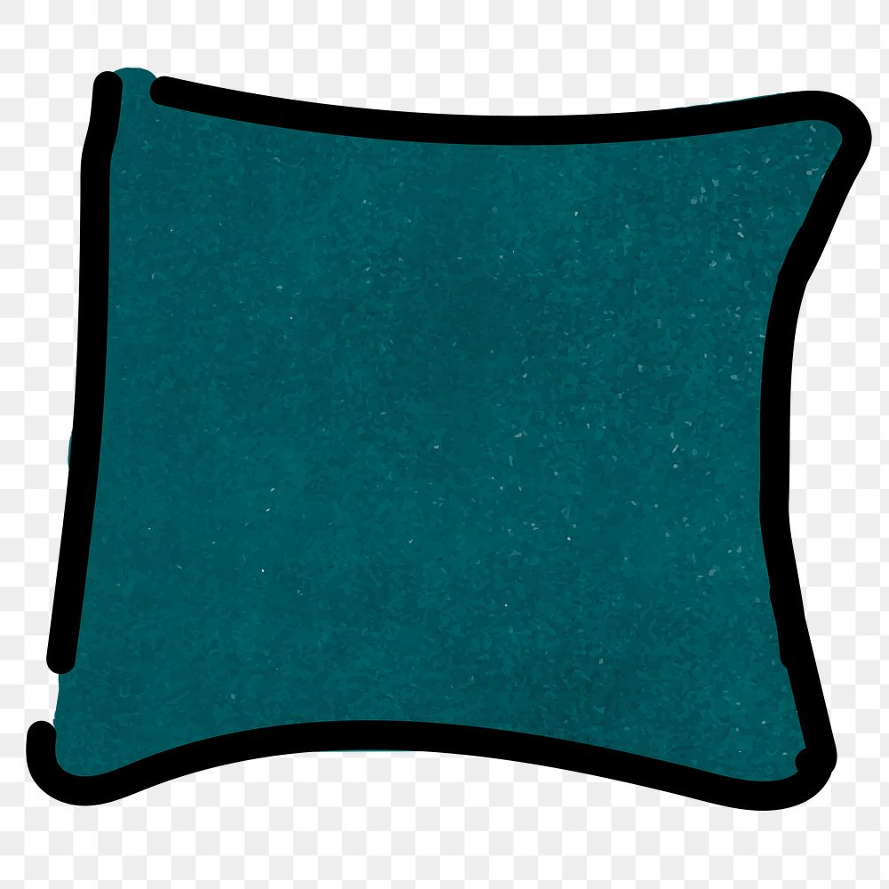 Teal cushion png, doodle sticker, transparent background