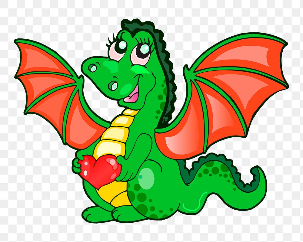 PNG Cute dragon clipart, transparent background. Free public domain CC0 image.