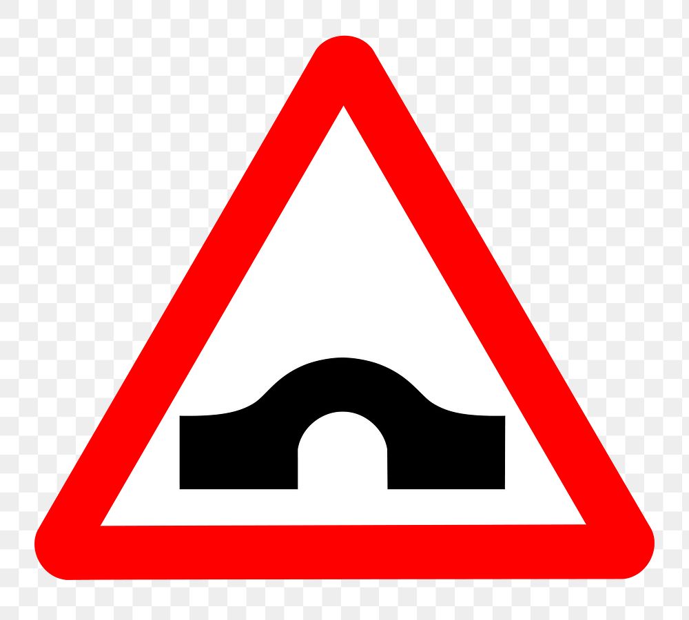 PNG Hump Bridge traffic sign clipart, transparent background. Free public domain CC0 image.