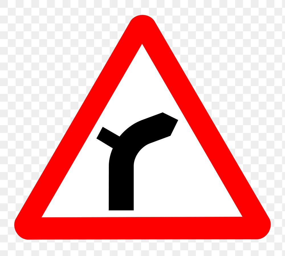 PNG Right bend traffic sign clipart, transparent background. Free public domain CC0 image.