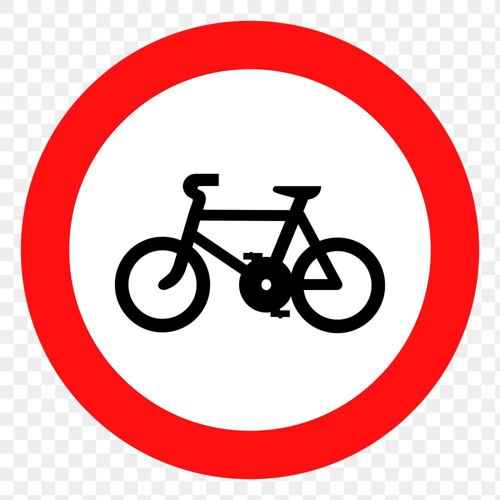 PNG Bike traffic sign clipart, transparent background. Free public domain CC0 image.