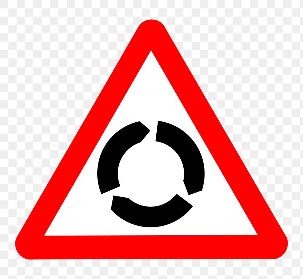 PNG Roundabout  traffic sign clipart, transparent background. Free public domain CC0 image.