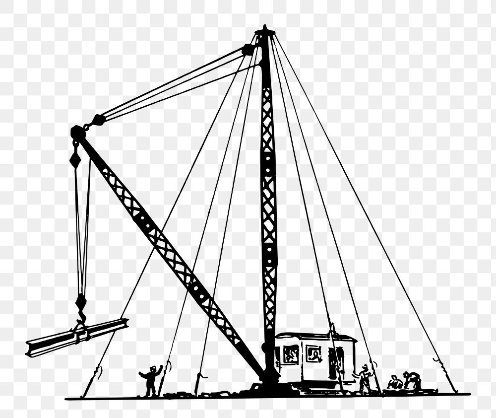 PNG Construction crane clipart, transparent background. Free public domain CC0 image.