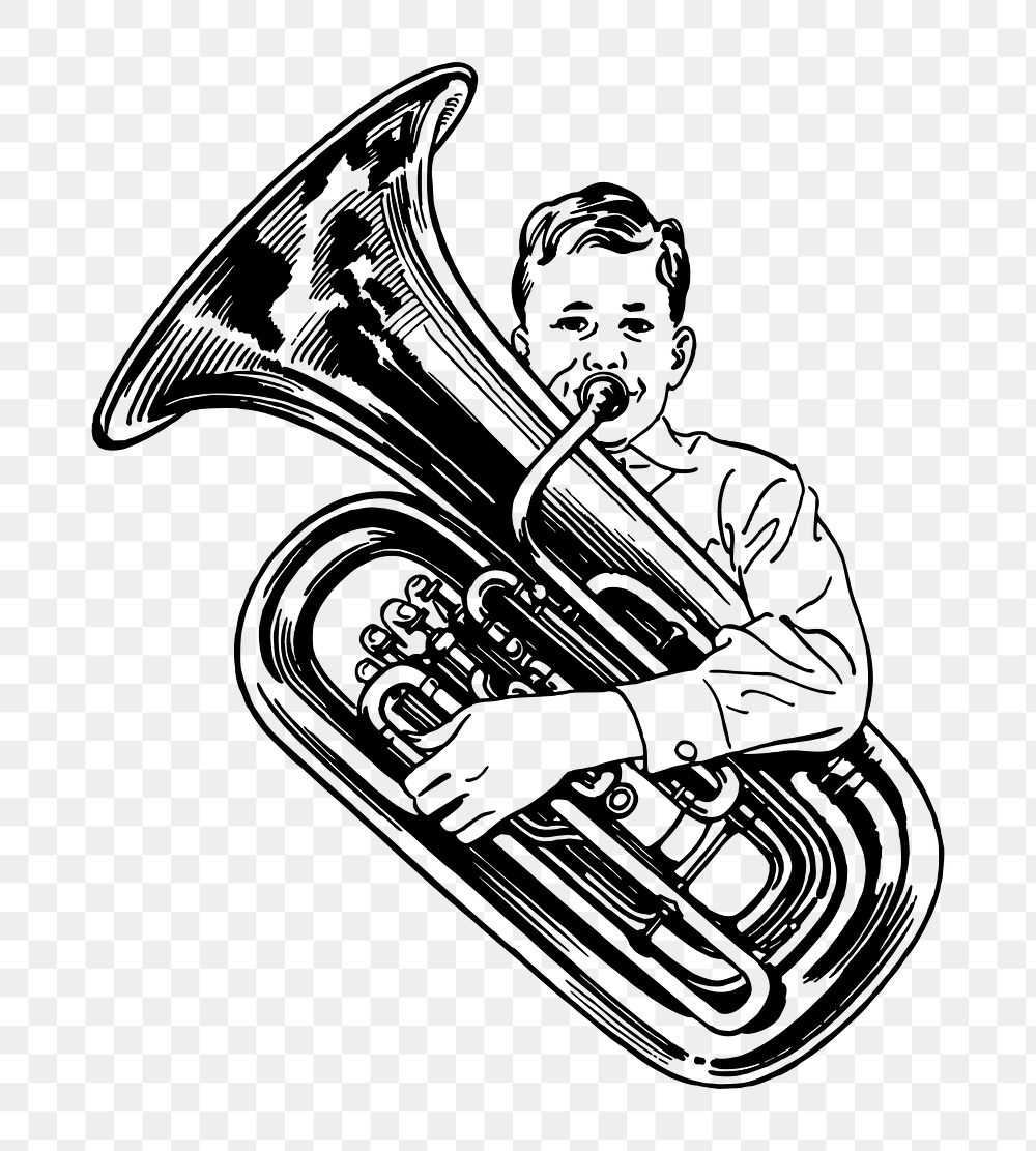 PNG Tuba musician clipart, transparent background. Free public domain CC0 image.