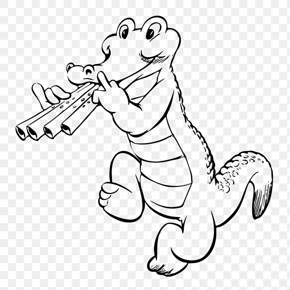 PNG Musician crocodile clipart, transparent background. Free public domain CC0 image.