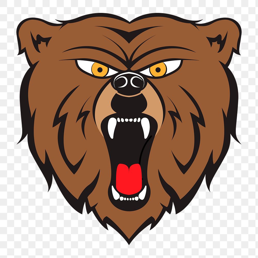 Angry bear png sticker, transparent background. Free public domain CC0 image.