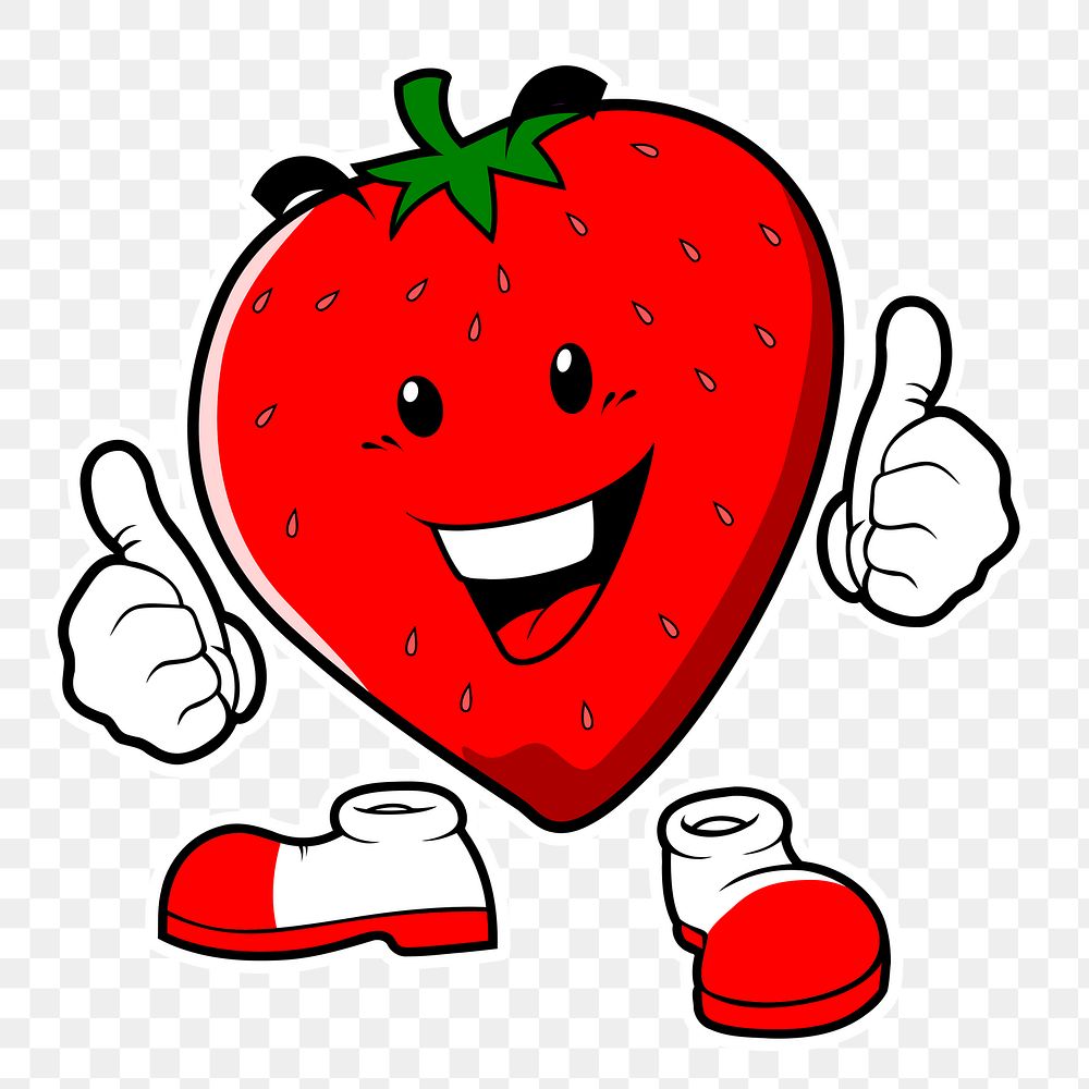 Happy strawberry png sticker, transparent background. Free public domain CC0 image.