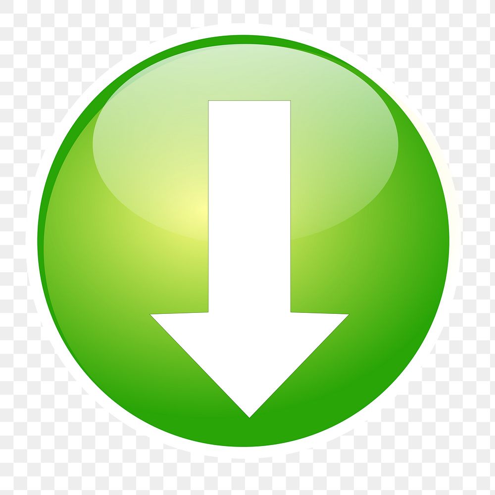 Green down arrow  png clipart illustration, transparent background. Free public domain CC0 image.