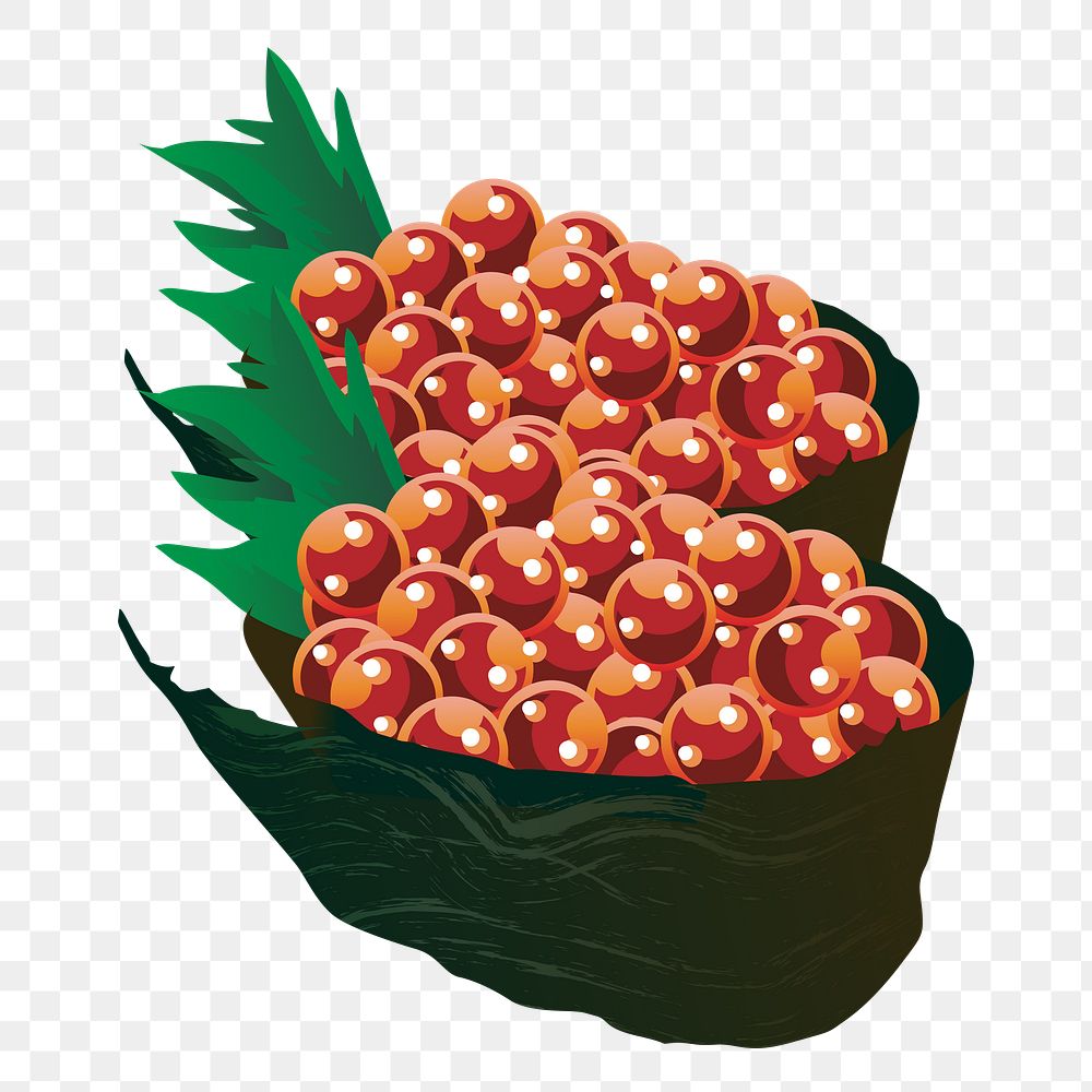 Salmon roe sushi png sticker, transparent background. Free public domain CC0 image.