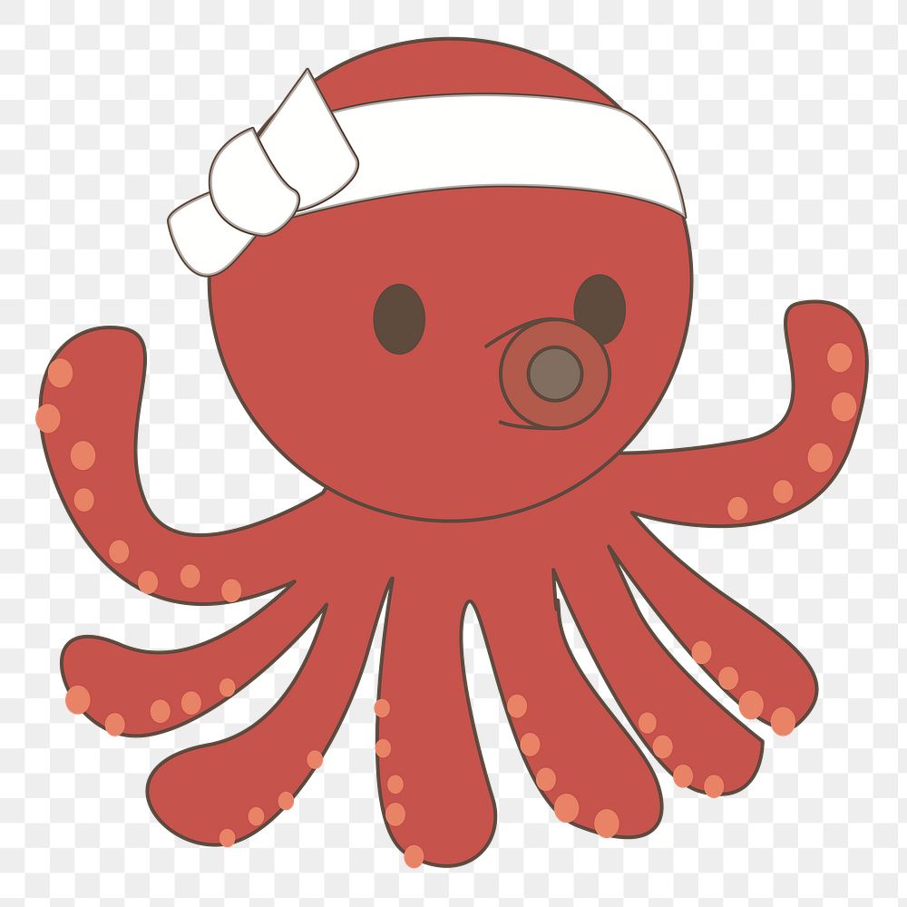 Octopus Japanese cartoon png sticker, transparent background. Free public domain CC0 image.