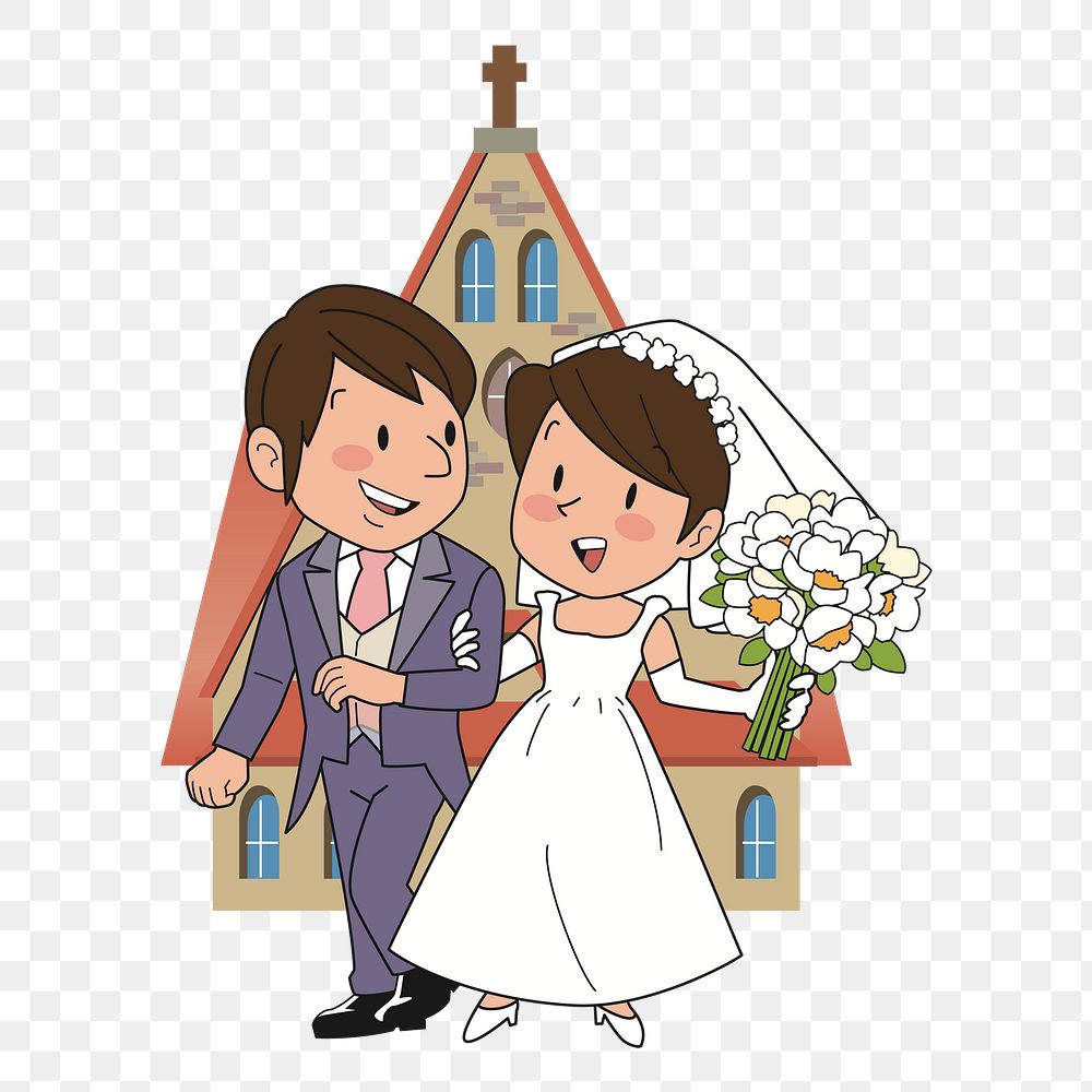 Groom and bride png sticker, transparent background. Free public domain CC0 image.
