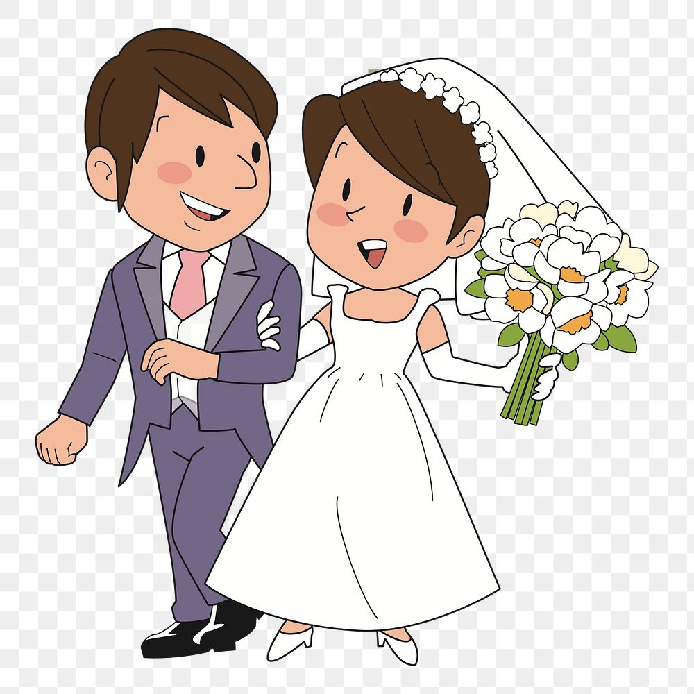 Groom and bride png sticker, transparent background. Free public domain CC0 image.