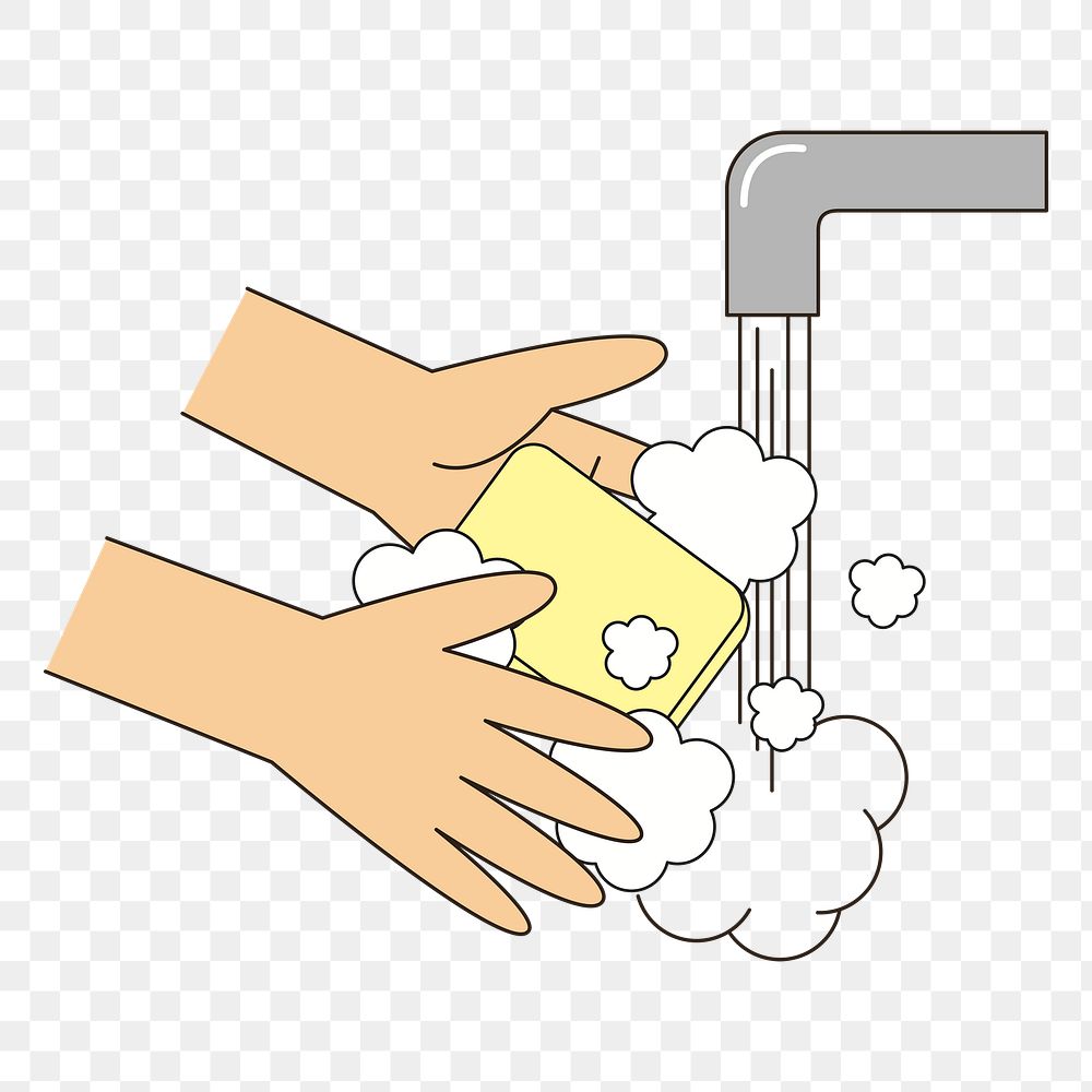Hand washing png sticker, transparent background. Free public domain CC0 image.