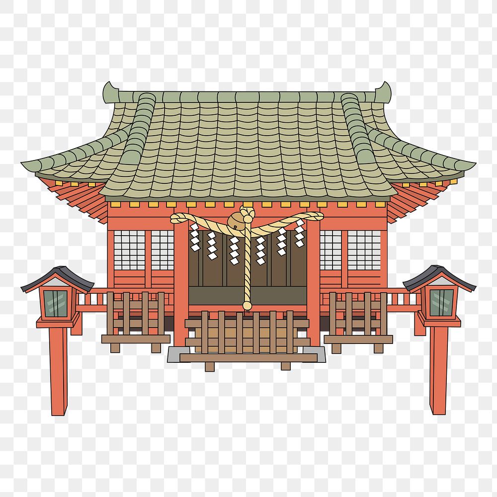 Japanese temple  png clipart illustration, transparent background. Free public domain CC0 image.