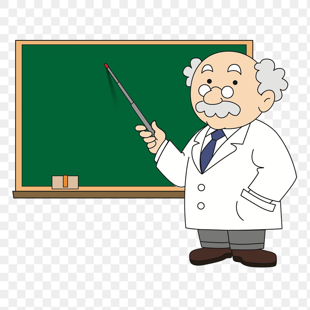 Professor  in the classroom png sticker, transparent background. Free public domain CC0 image.