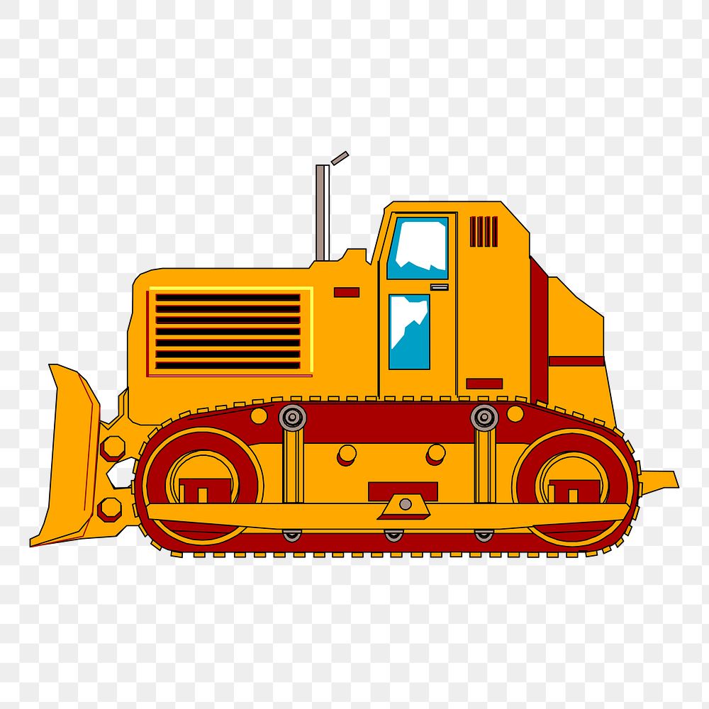 Bulldozer  png clipart illustration, transparent background. Free public domain CC0 image.