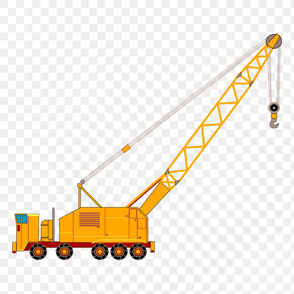Mobile crane  png clipart illustration, transparent background. Free public domain CC0 image.