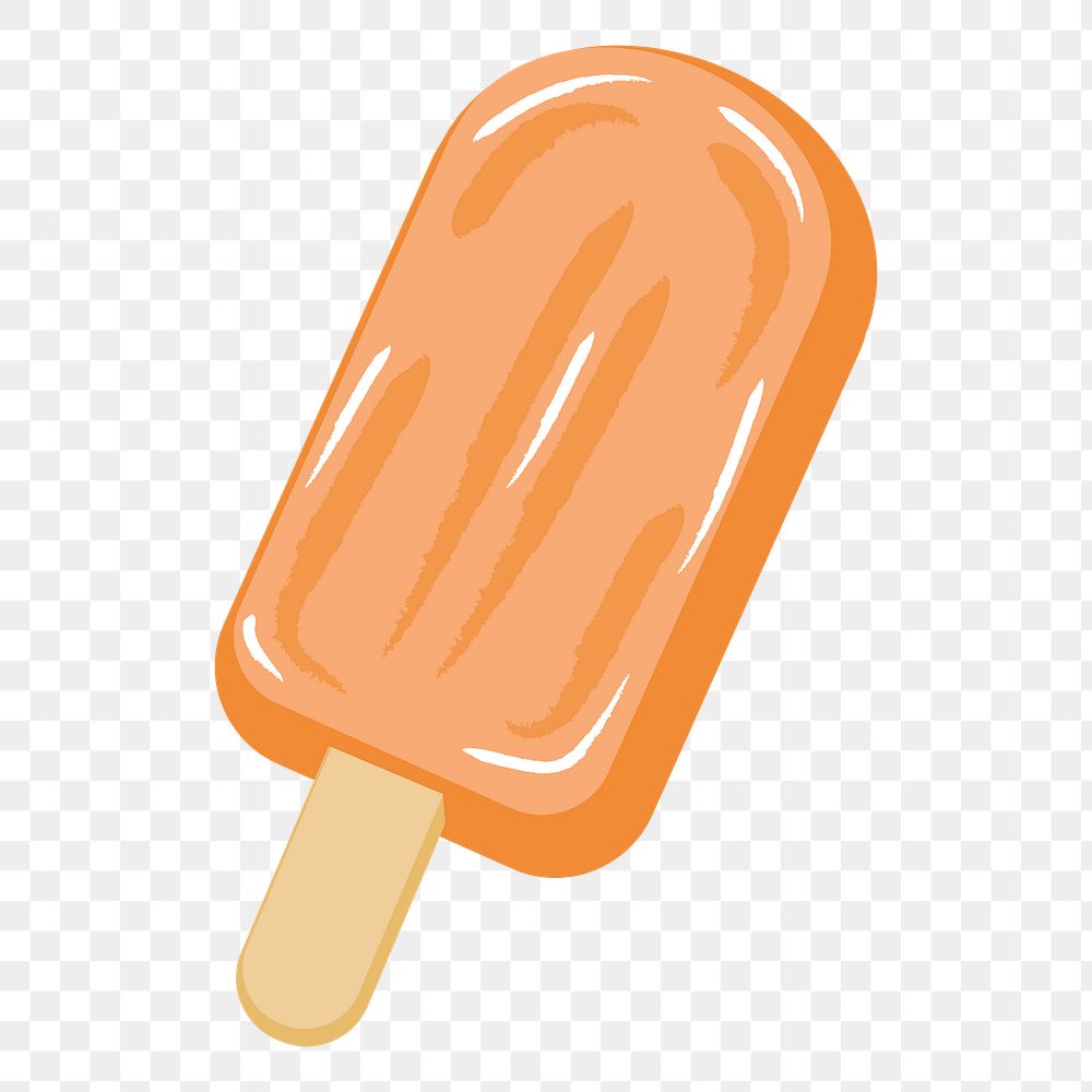 Orange popsicle png clipart illustration, transparent background. Free public domain CC0 image.