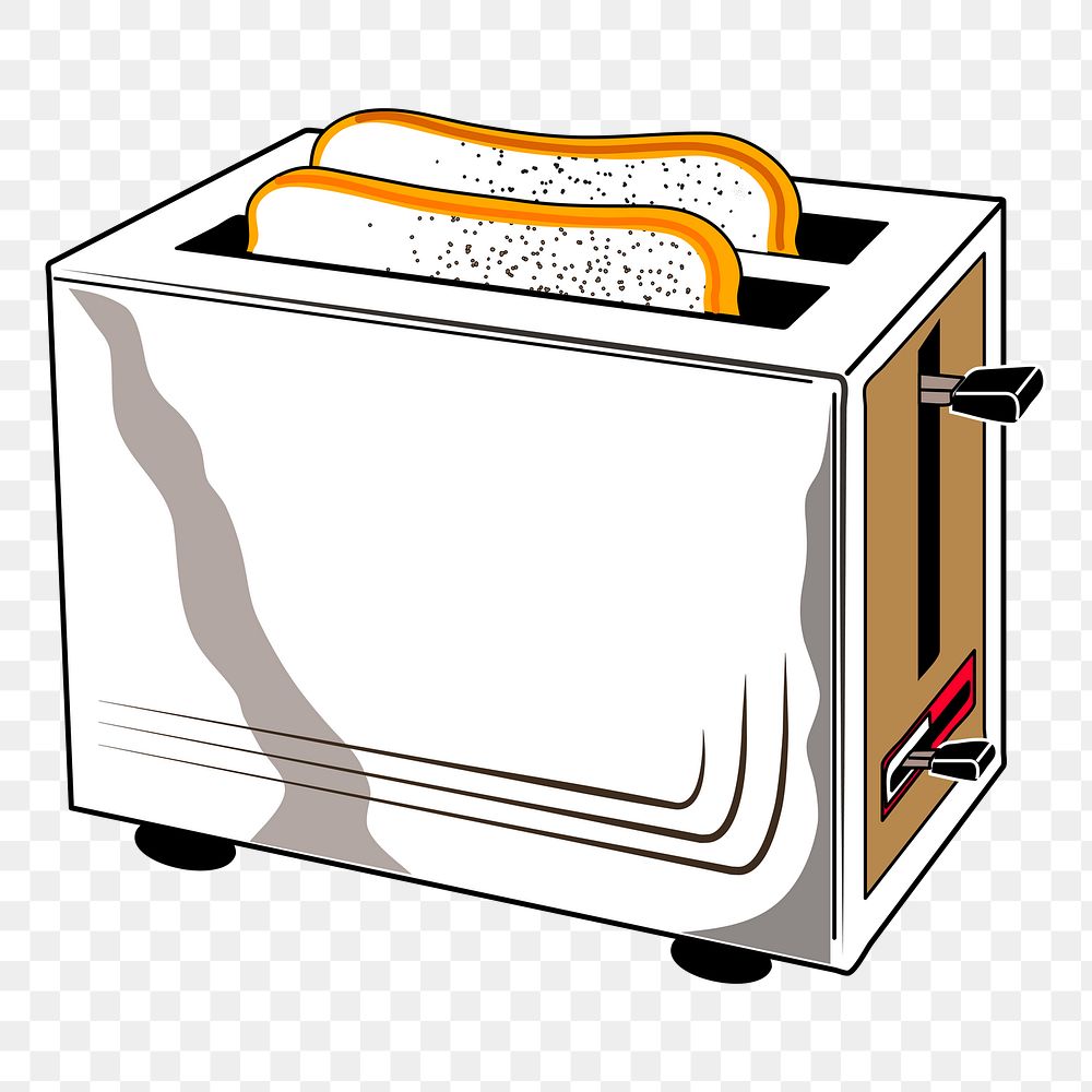 Toaster  png clipart illustration, transparent background. Free public domain CC0 image.