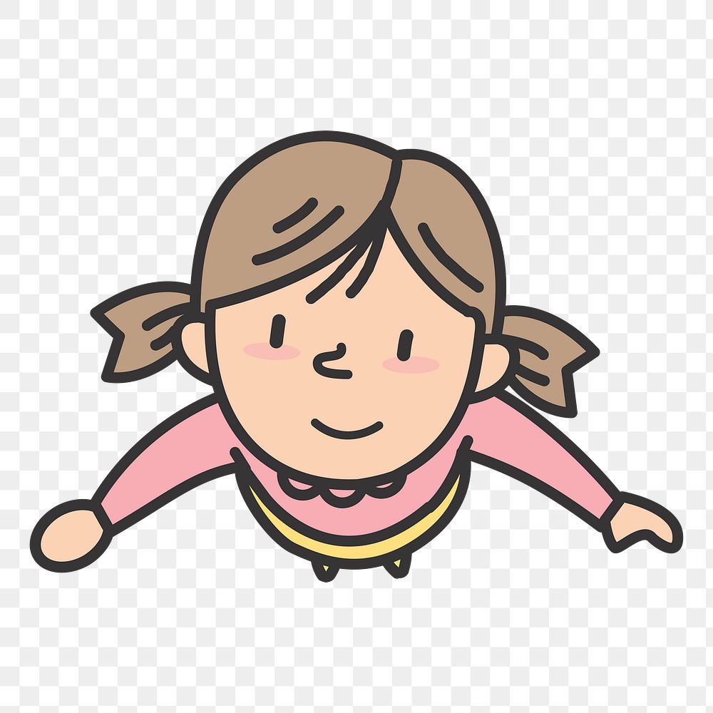 Girl  png clipart illustration, transparent background. Free public domain CC0 image.