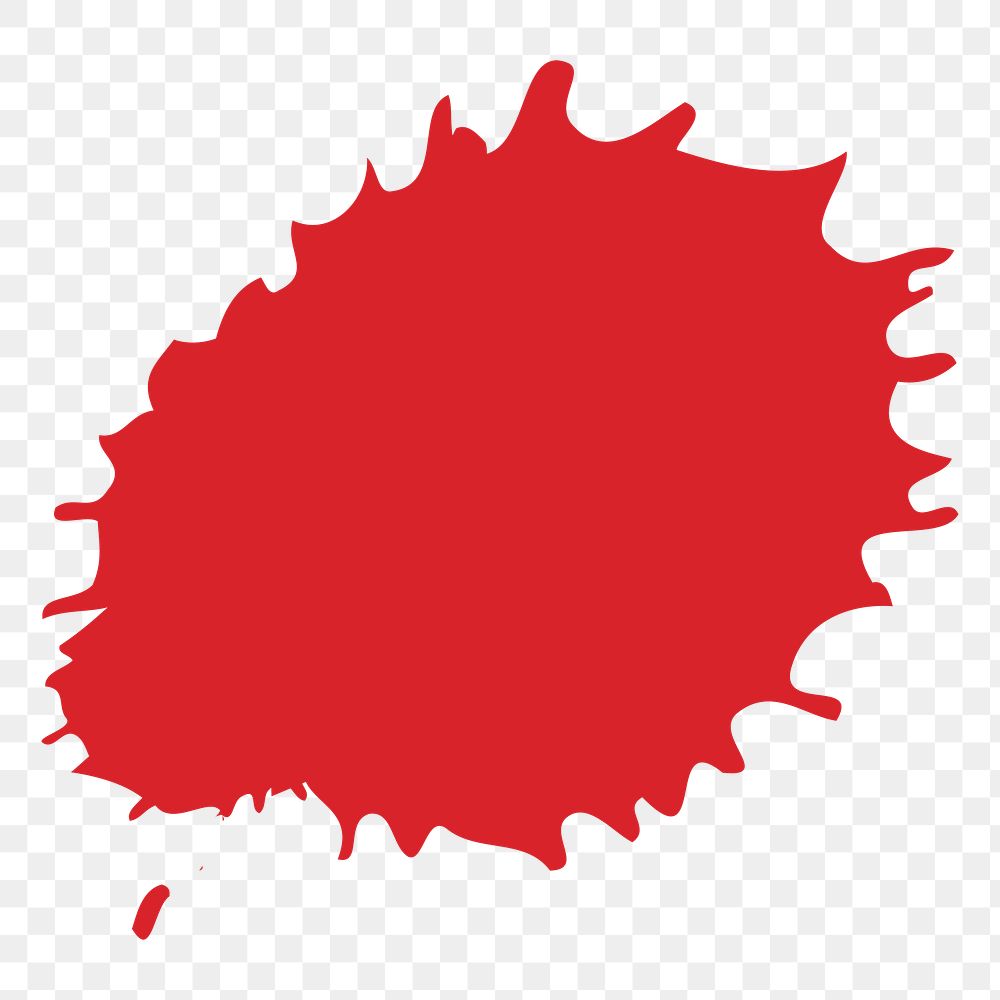 Red color splash png sticker, transparent background. Free public domain CC0 image.