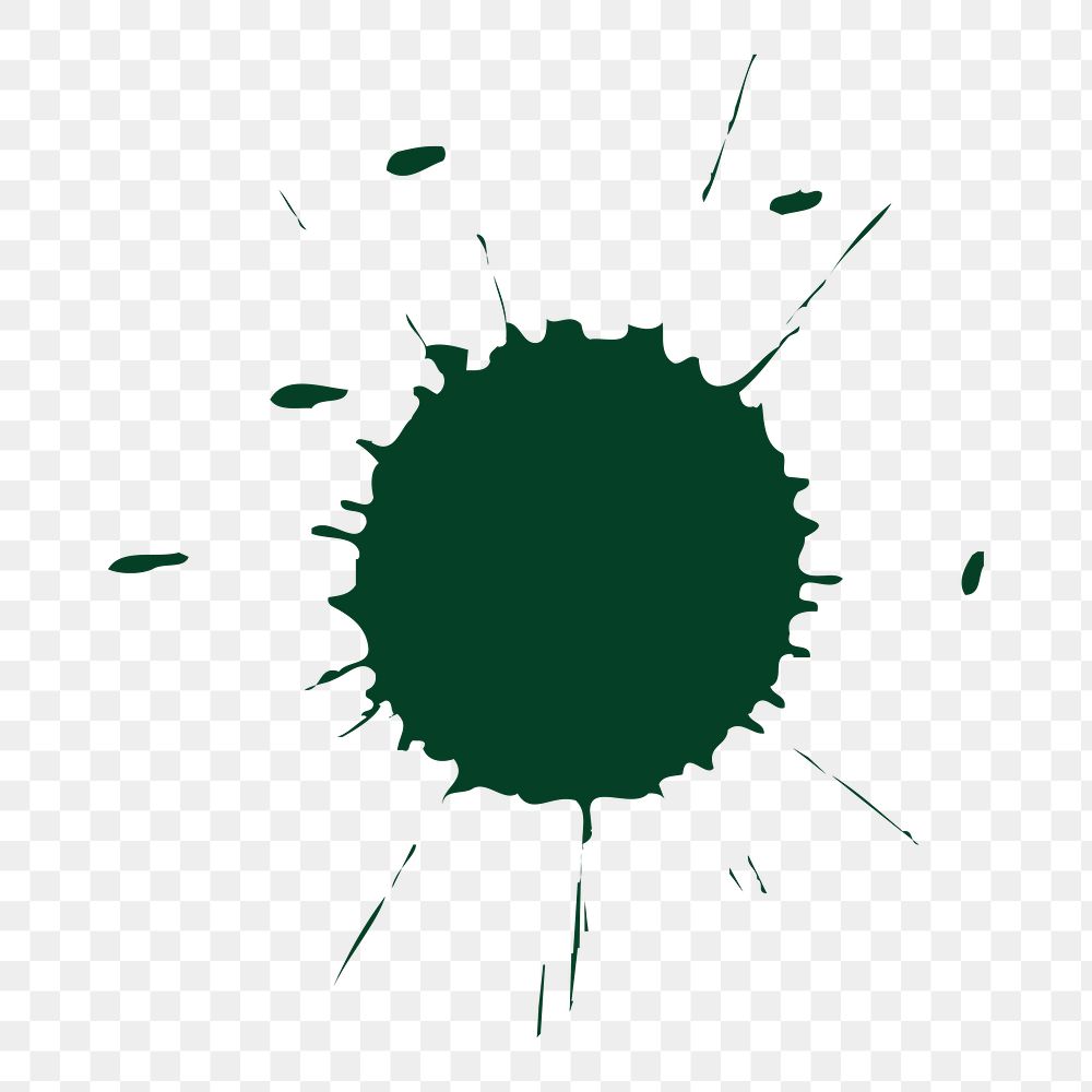 Dark green color splash png sticker, transparent background. Free public domain CC0 image.