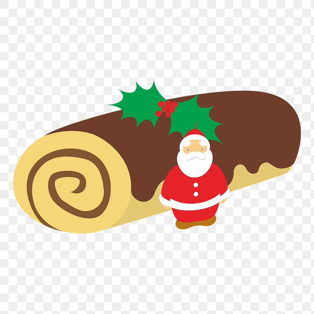 Christmas yule log cake  png clipart illustration, transparent background. Free public domain CC0 image.