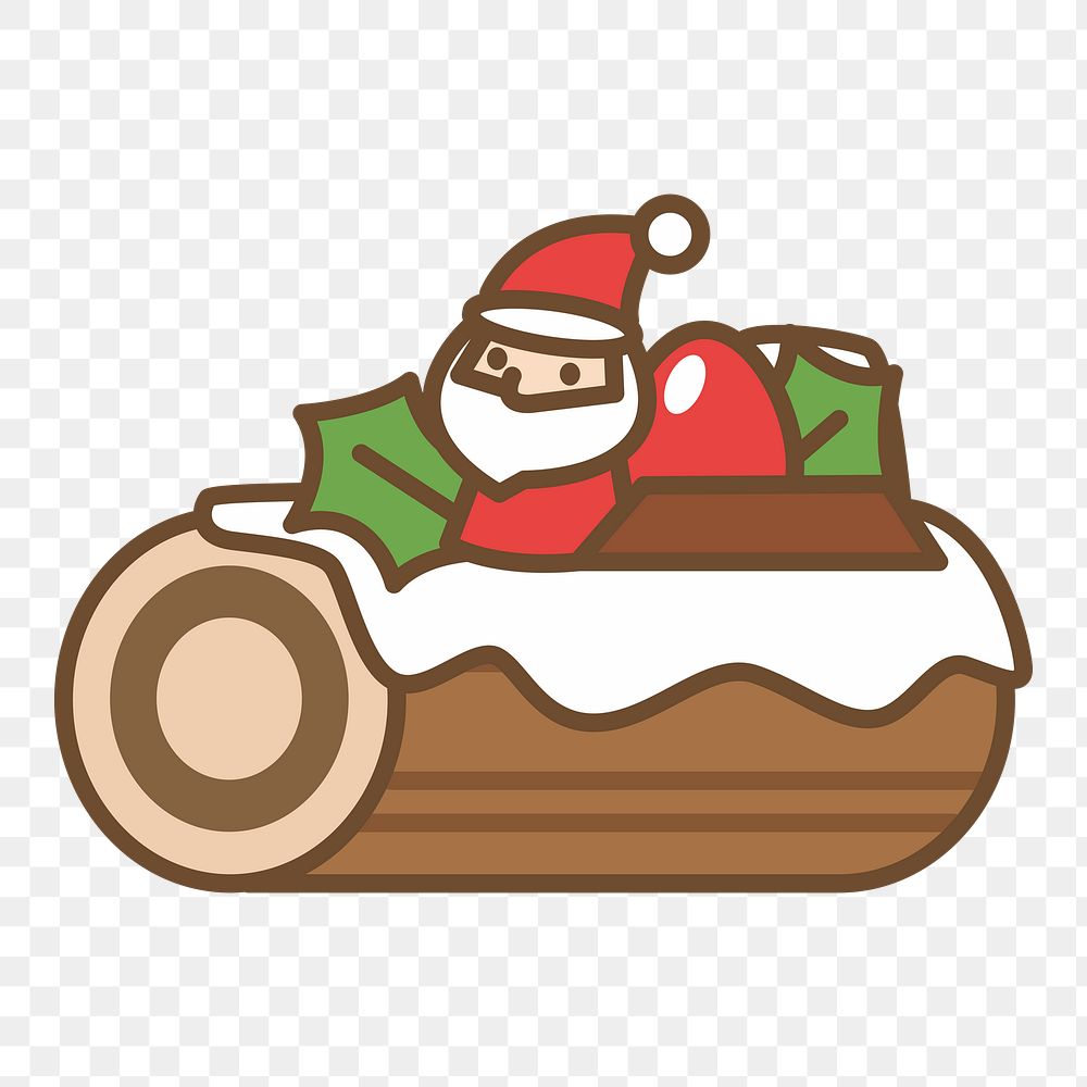 Christmas yule log cake  png clipart illustration, transparent background. Free public domain CC0 image.