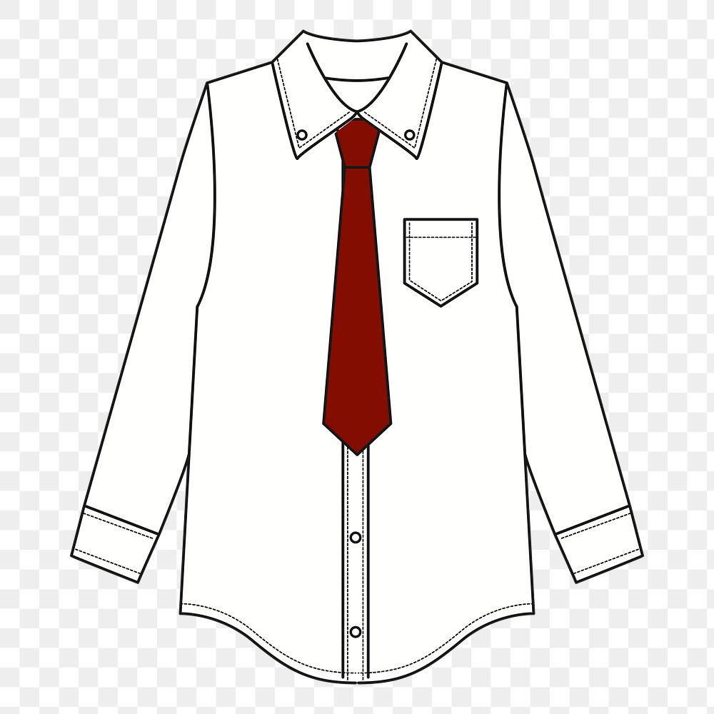 White shirt  png clipart illustration, transparent background. Free public domain CC0 image.