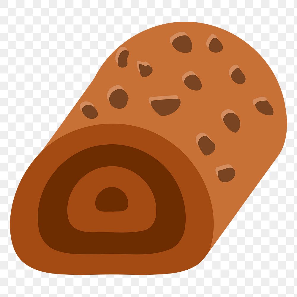 Chocolate roll cake png illustration, transparent background. Free public domain CC0 image.