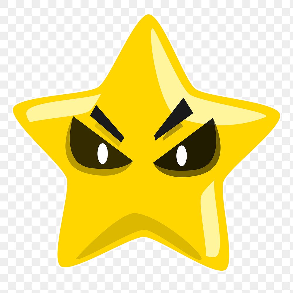 Angry star  png clipart illustration, transparent background. Free public domain CC0 image.