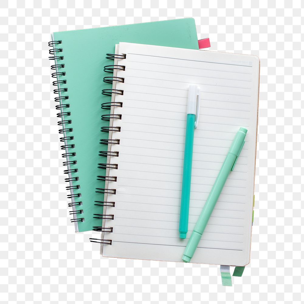 Mint green notebook png sticker isolated image, transparent background